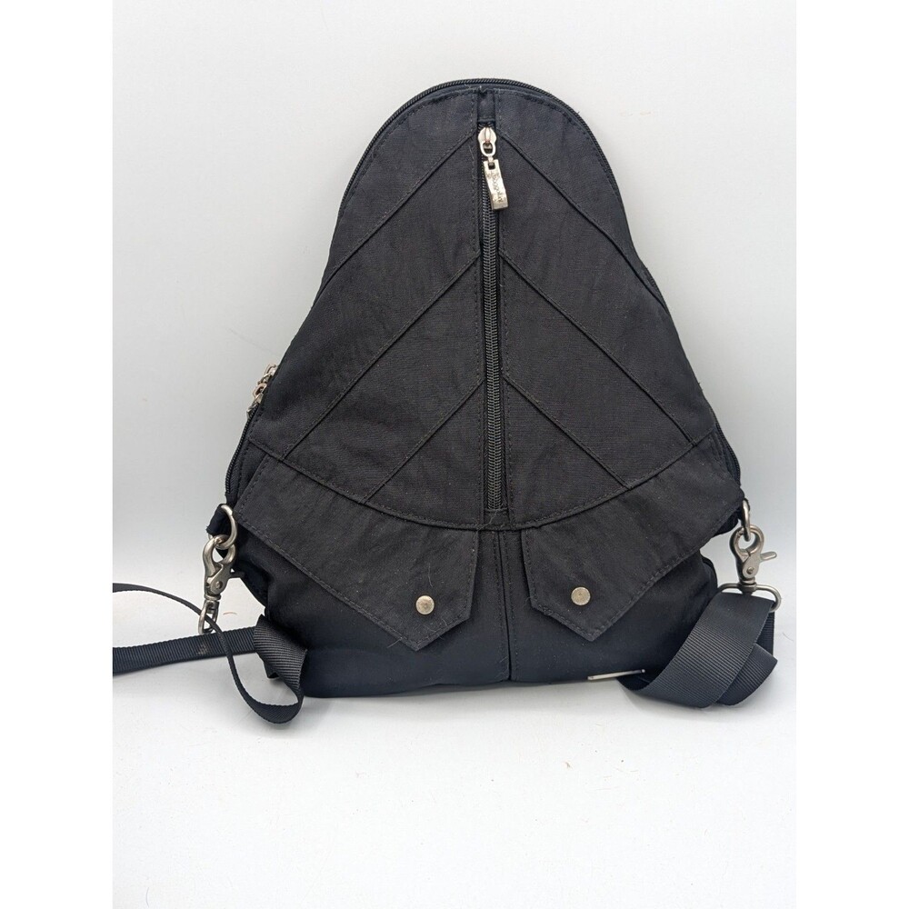 BAGGALLINI Traverse Convertible Sling Bag Backpack Triangle Shape Black Nylon